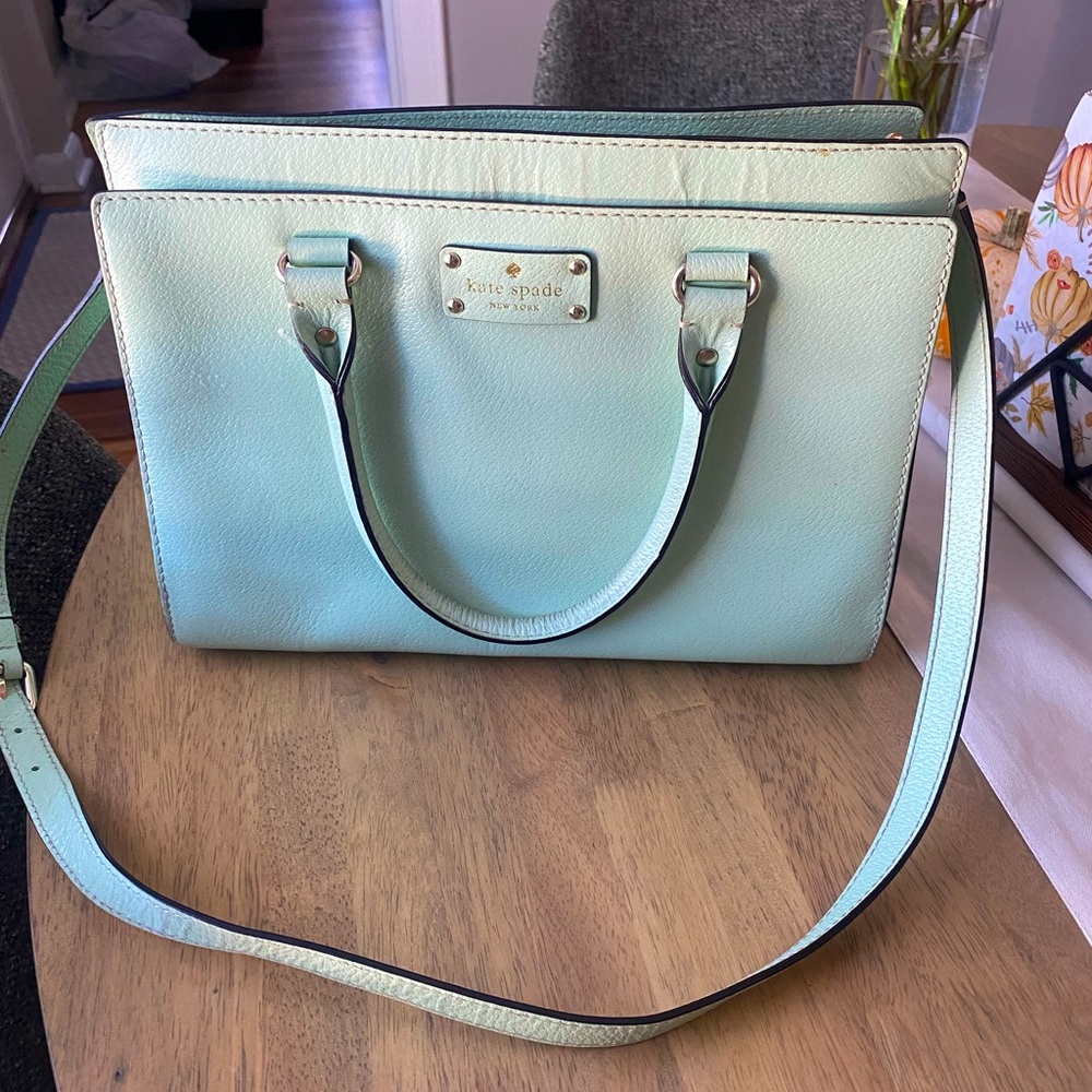 Mint kate spade purse with cross body strap
